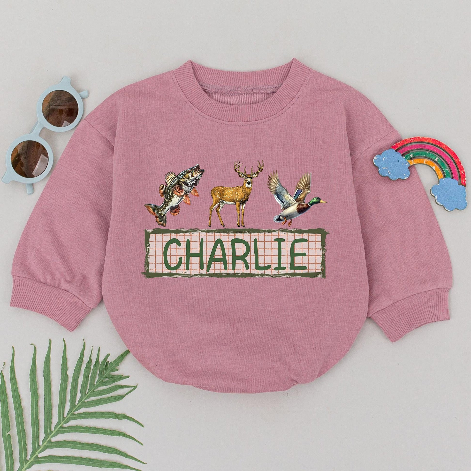 Personalized Name Mallard Duck Hunting Baby Romper Boy Hunter Buddy Gift Ducks Deer Fishing Outdoor Adventure First Birthday Outfit