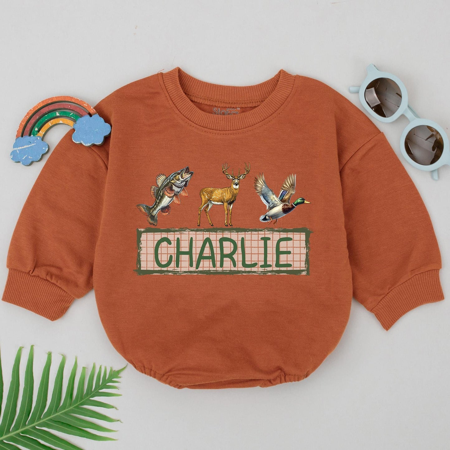 Personalized Name Mallard Duck Hunting Baby Romper Boy Hunter Buddy Gift Ducks Deer Fishing Outdoor Adventure First Birthday Outfit