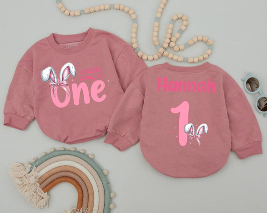 Some Bunny Is One Personalized Name Easter Baby Romper 1st Easter Bunny Outfit Baby Shower Gift Spring Bodysuit