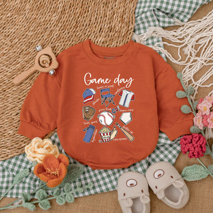 Retro Baseball Baby Romper for Gameday Season Newborn Bubble Bodysuit Baseball Baby Shower Gift