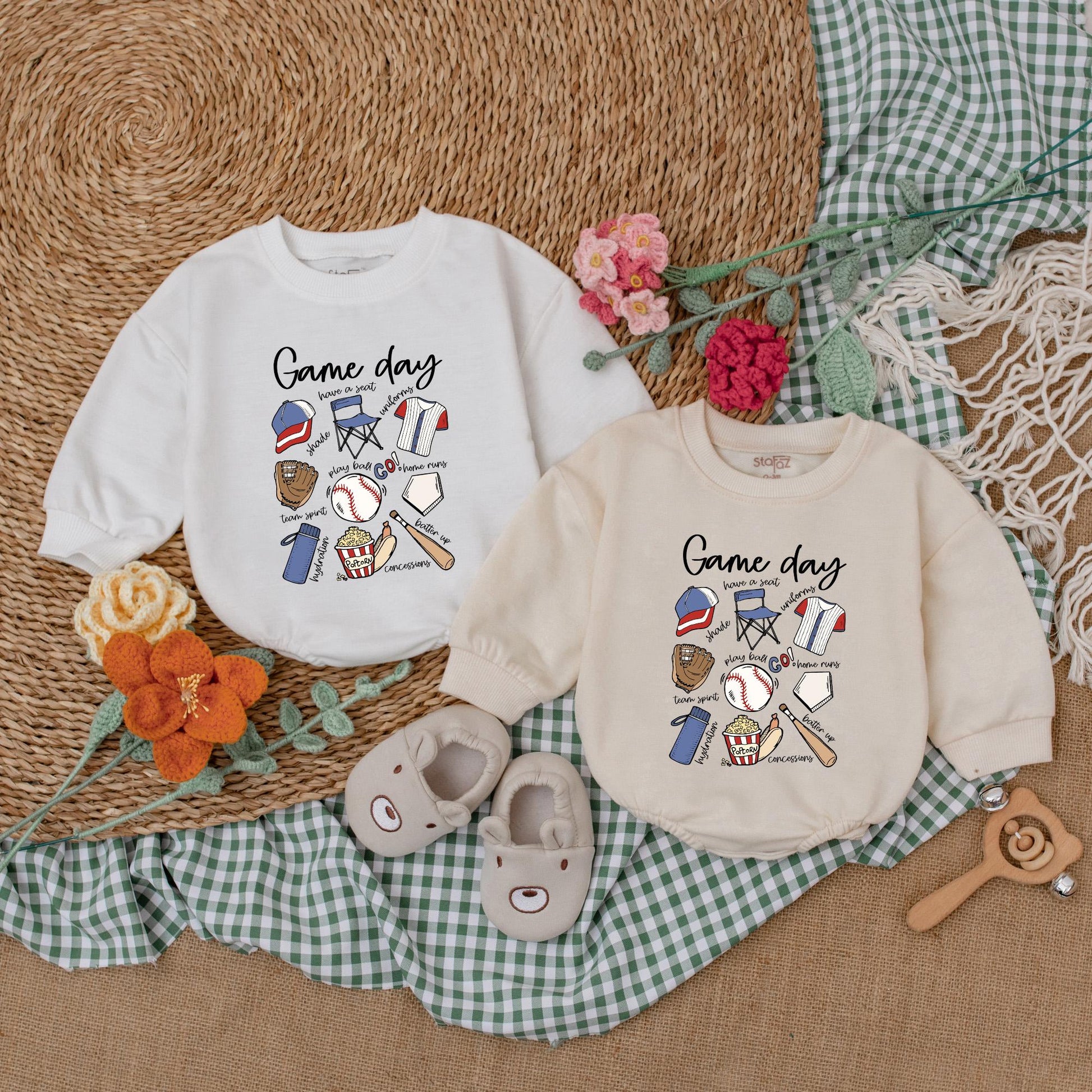 Retro Baseball Baby Romper for Gameday Season Newborn Bubble Bodysuit Baseball Baby Shower Gift