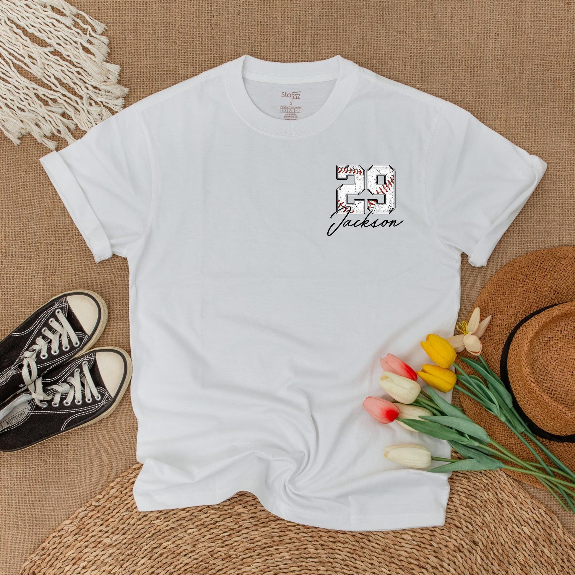 Custom Baseball Pocket Shirt - Baseball Mom Tee, Personalized Baseball Number Comfort Colors, Baseball Fan Gift, Spring Baseball Season