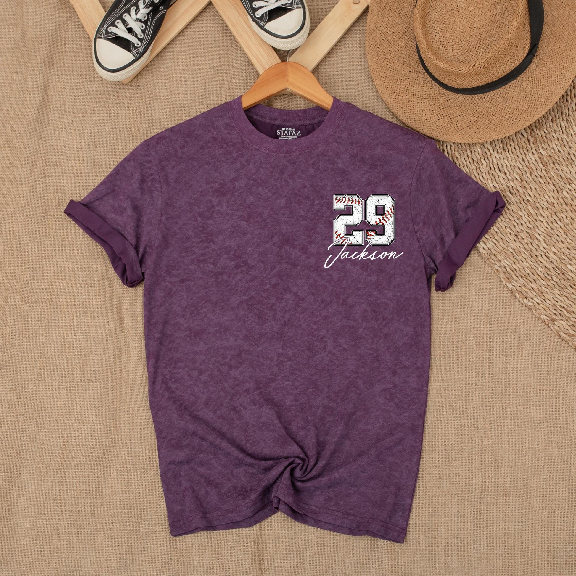 Custom Baseball Pocket Shirt - Baseball Mom Tee, Personalized Baseball Number Comfort Colors, Baseball Fan Gift, Spring Baseball Season
