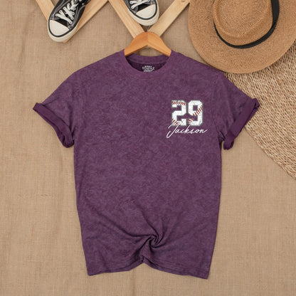 Custom Baseball Pocket Shirt - Baseball Mom Tee, Personalized Baseball Number Comfort Colors, Baseball Fan Gift, Spring Baseball Season