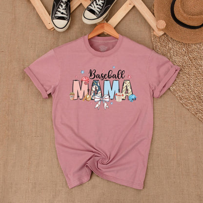 Baseball Mama Bow Shirt Game Day Tee Personalized Number Baseball Gift Sports Mom Comfort Colors Baseball Fan Outfit
