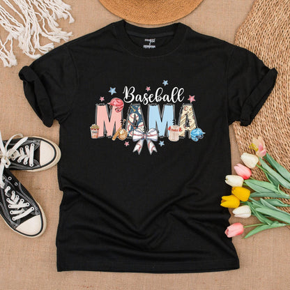 Baseball Mama Bow Shirt Game Day Tee Personalized Number Baseball Gift Sports Mom Comfort Colors Baseball Fan Outfit