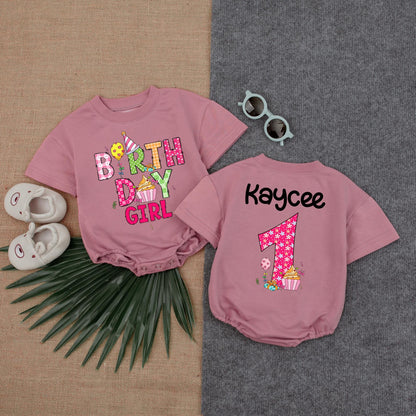 Birthday Girl Bubble Romper Cupcake Smocked Dress Personalized Custom Name Gift for Baby Girl First Birthday Outfit Cotton Comfortable Summer