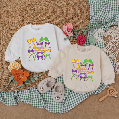 Cute Bow Mardi Gras Baby Romper Girly Baby Girl Clothes Happy Mardi Gras Baby Shower Gift