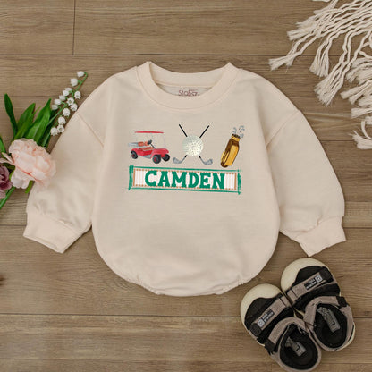 Custom Hole in One Birthday Baby Romper for Boys Girls Golf Theme First Birthday Outfit Cute Golf Shirt Boys Jumpsuit