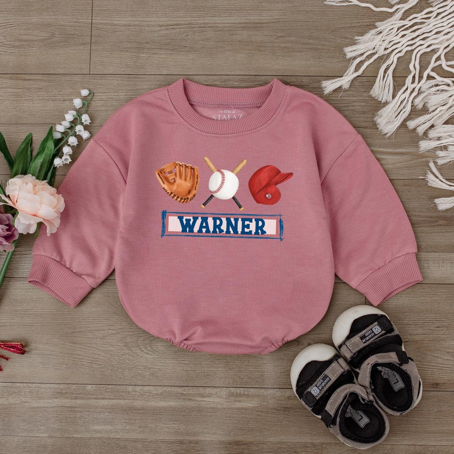 Custom Retro Baseball Bodysuit for Girls Game Day Outfit Baby Baseball Romper One Piece Jumpsuit