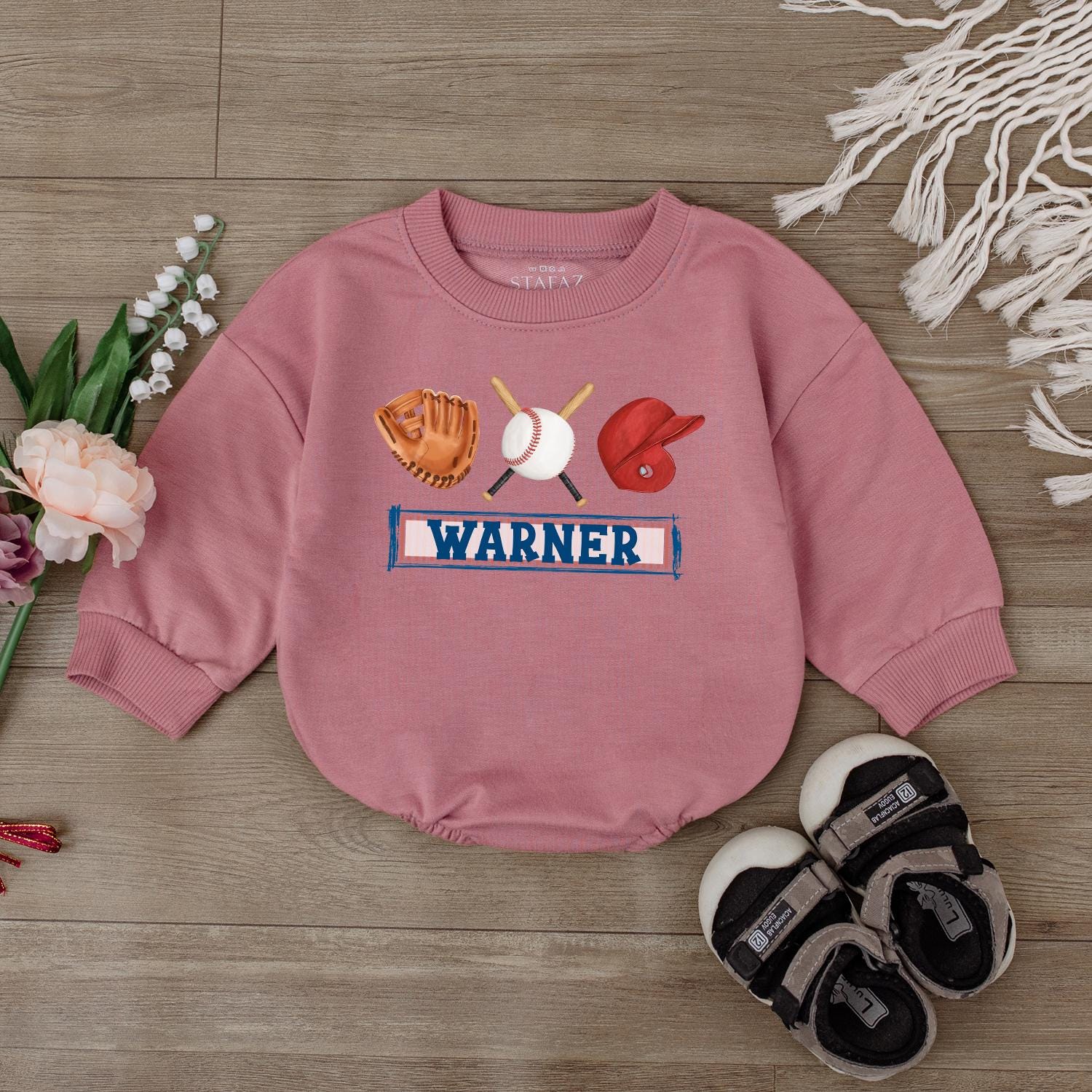 Custom Retro Baseball Bodysuit for Girls Game Day Outfit Baby Baseball Romper One Piece Jumpsuit