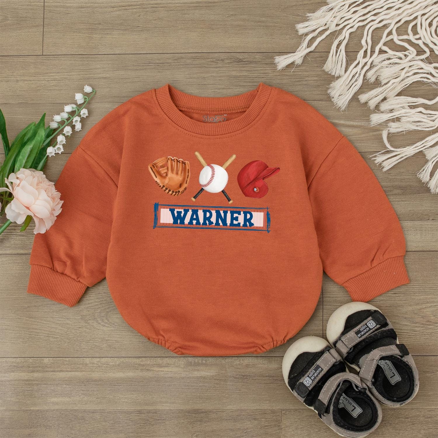 Custom Retro Baseball Bodysuit for Girls Game Day Outfit Baby Baseball Romper One Piece Jumpsuit