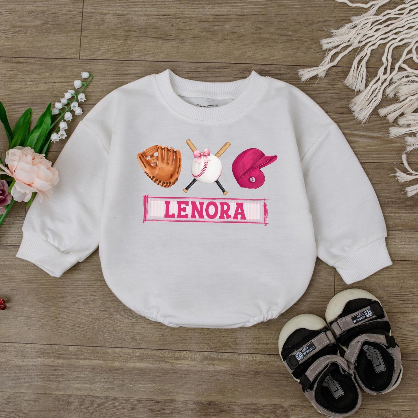 Game Day Baby Bodysuit Girl's Baseball Romper Outfit, Retro Baseball Jumpsuit for Baby, Baseball Season Ready! Game Day Baby Shower Gift