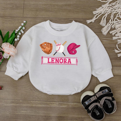 Game Day Baby Bodysuit Girl's Baseball Romper Outfit, Retro Baseball Jumpsuit for Baby, Baseball Season Ready! Game Day Baby Shower Gift