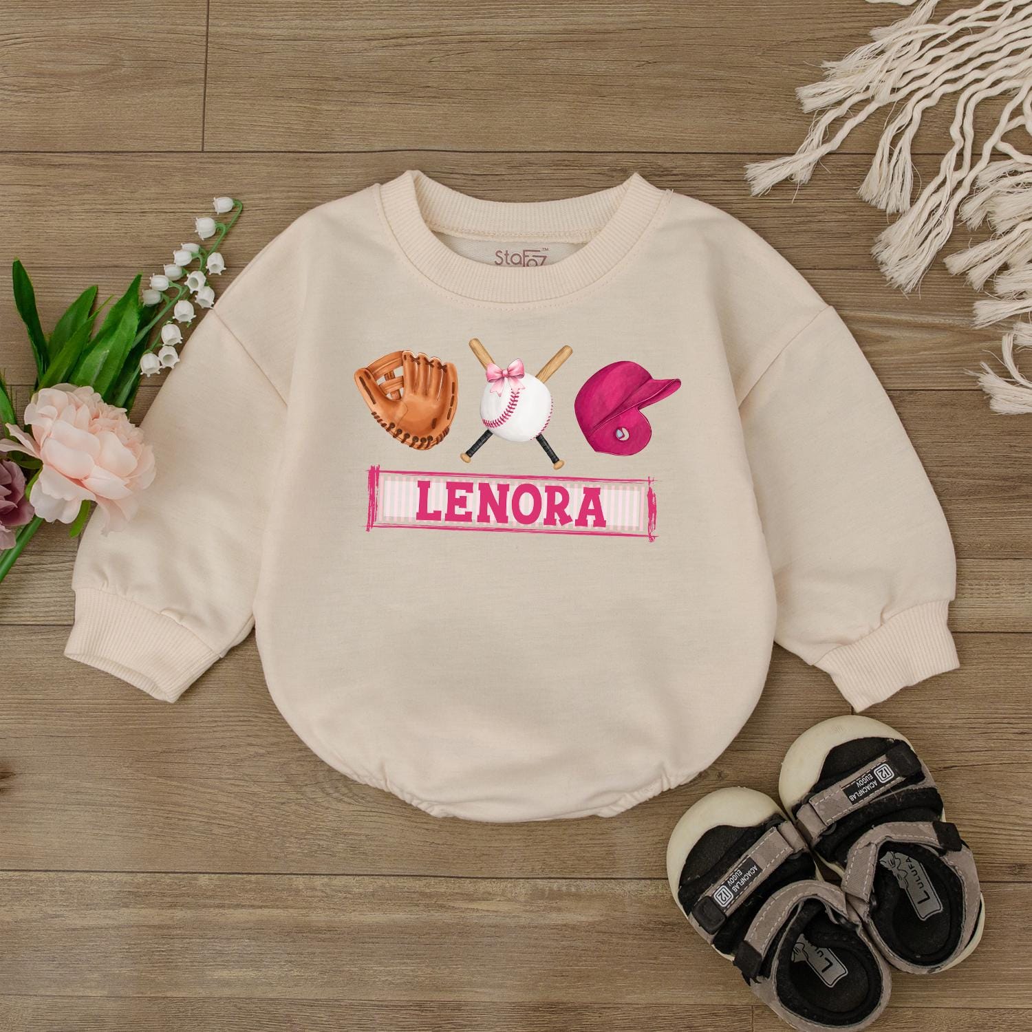 Game Day Baby Bodysuit Girl's Baseball Romper Outfit, Retro Baseball Jumpsuit for Baby, Baseball Season Ready! Game Day Baby Shower Gift