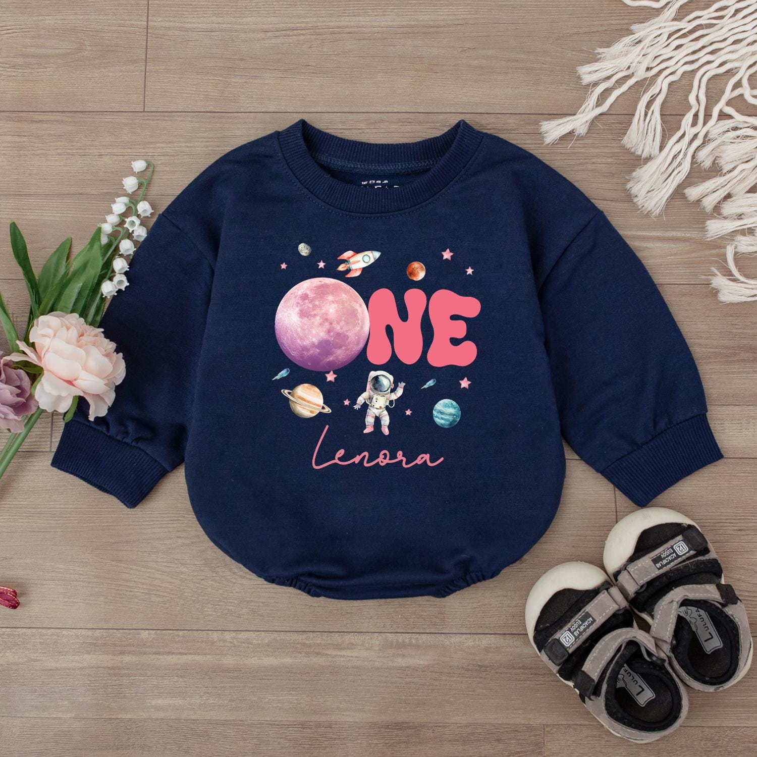 Custom Houston We Have A One Year Old Galaxy Bodysuit First Birthday Outfit Cute Baby Clothes Toddler Shirt