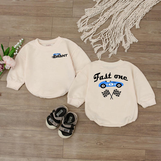 Personalized Fast One Race Car Birthday Bodysuit for Baby Boy First Birthday Outfit Matching Family Party Clothes Comfortable Romper