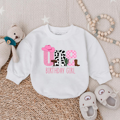 First Birthday Cowgirl Romper - My First Rodeo Baby Girl Outfit, Western Theme, Cute Birthday Shirt, Bodysuit