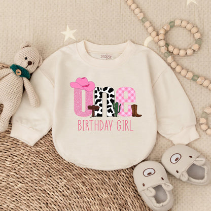 First Birthday Cowgirl Romper - My First Rodeo Baby Girl Outfit, Western Theme, Cute Birthday Shirt, Bodysuit