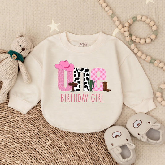 First Birthday Cowgirl Romper - My First Rodeo Baby Girl Outfit, Western Theme, Cute Birthday Shirt, Bodysuit