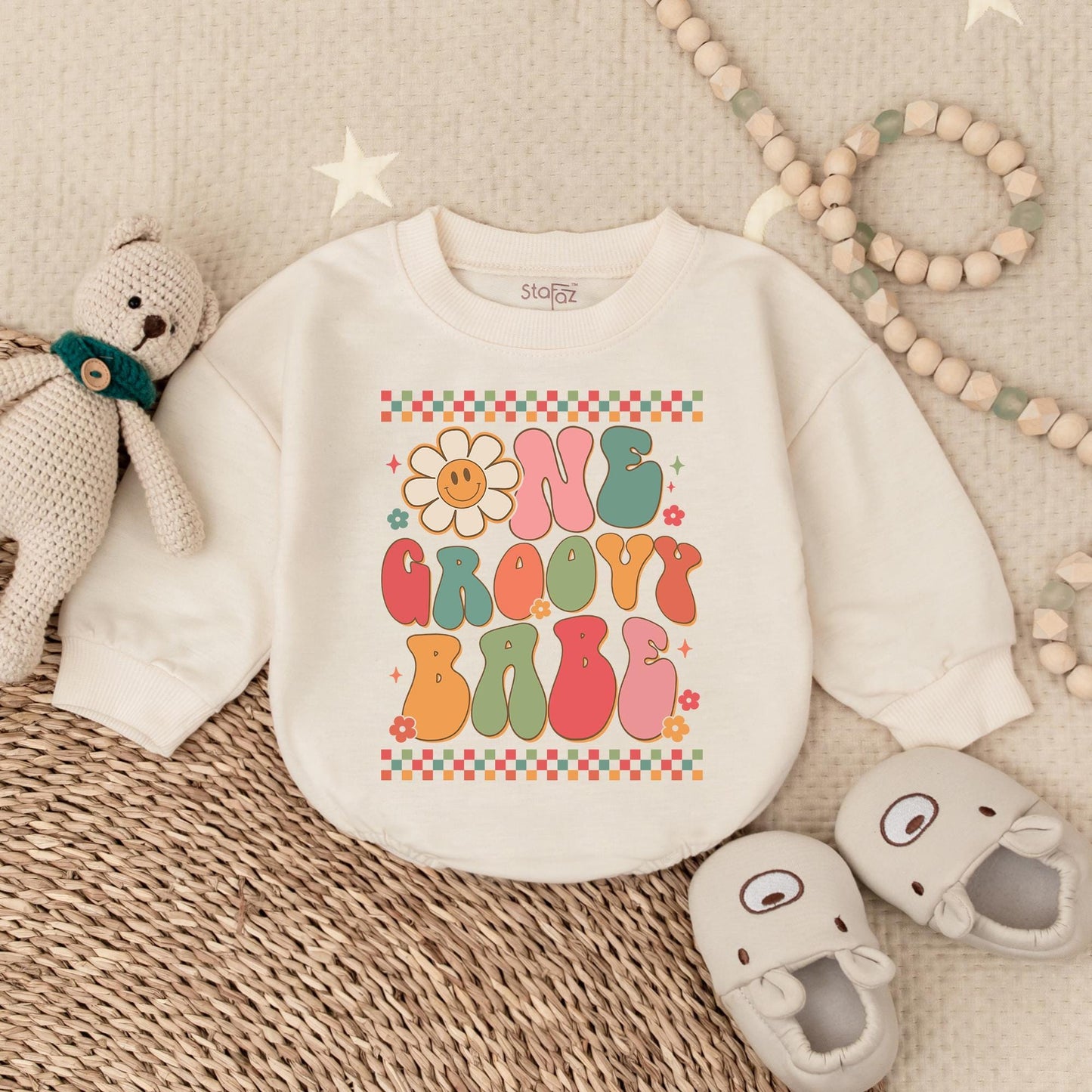 Groovy Babe 1st Birthday Outfit Girl - Flower Power Shirt Baby Bodysuit First Birthday Girl Clothes Party Gift (139 chars)