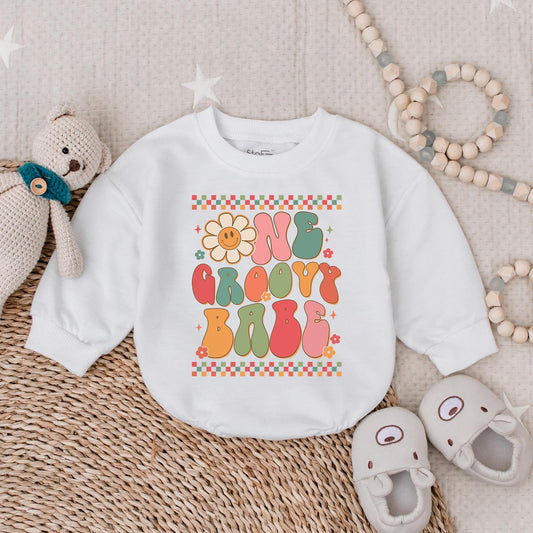 Groovy Babe 1st Birthday Outfit Girl - Flower Power Shirt Baby Bodysuit First Birthday Girl Clothes Party Gift (139 chars)
