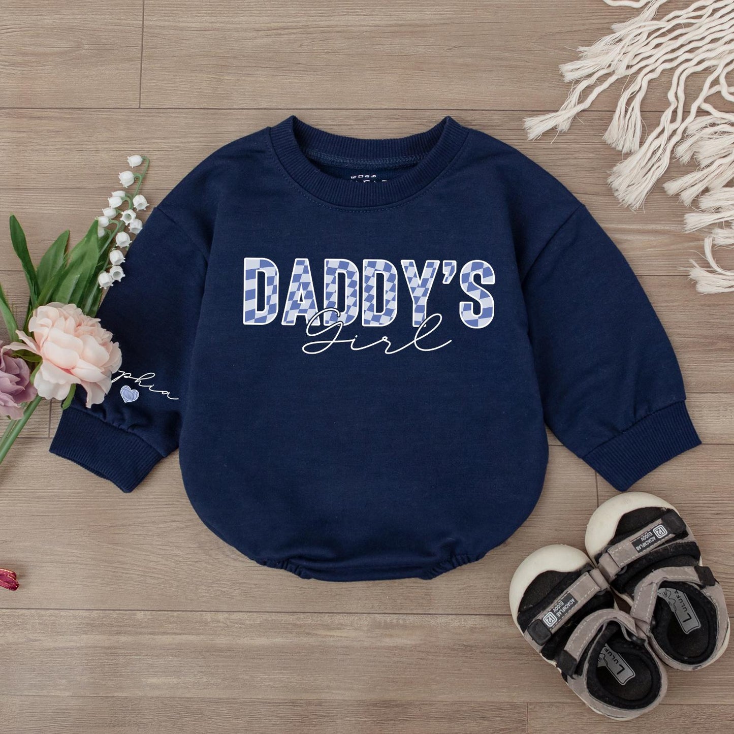 Sweet Daddy's Girl Long Sleeve Bubble Romper Adorable Baby Girl Outfit Perfect Father Daughter Gift Soft Comfortable Newborn Coming Home Clothes