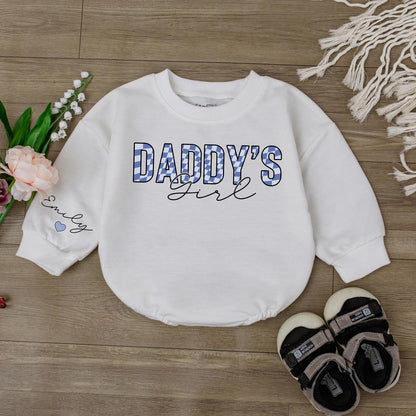 Sweet Daddy's Girl Long Sleeve Bubble Romper Adorable Baby Girl Outfit Perfect Father Daughter Gift Soft Comfortable Newborn Coming Home Clothes