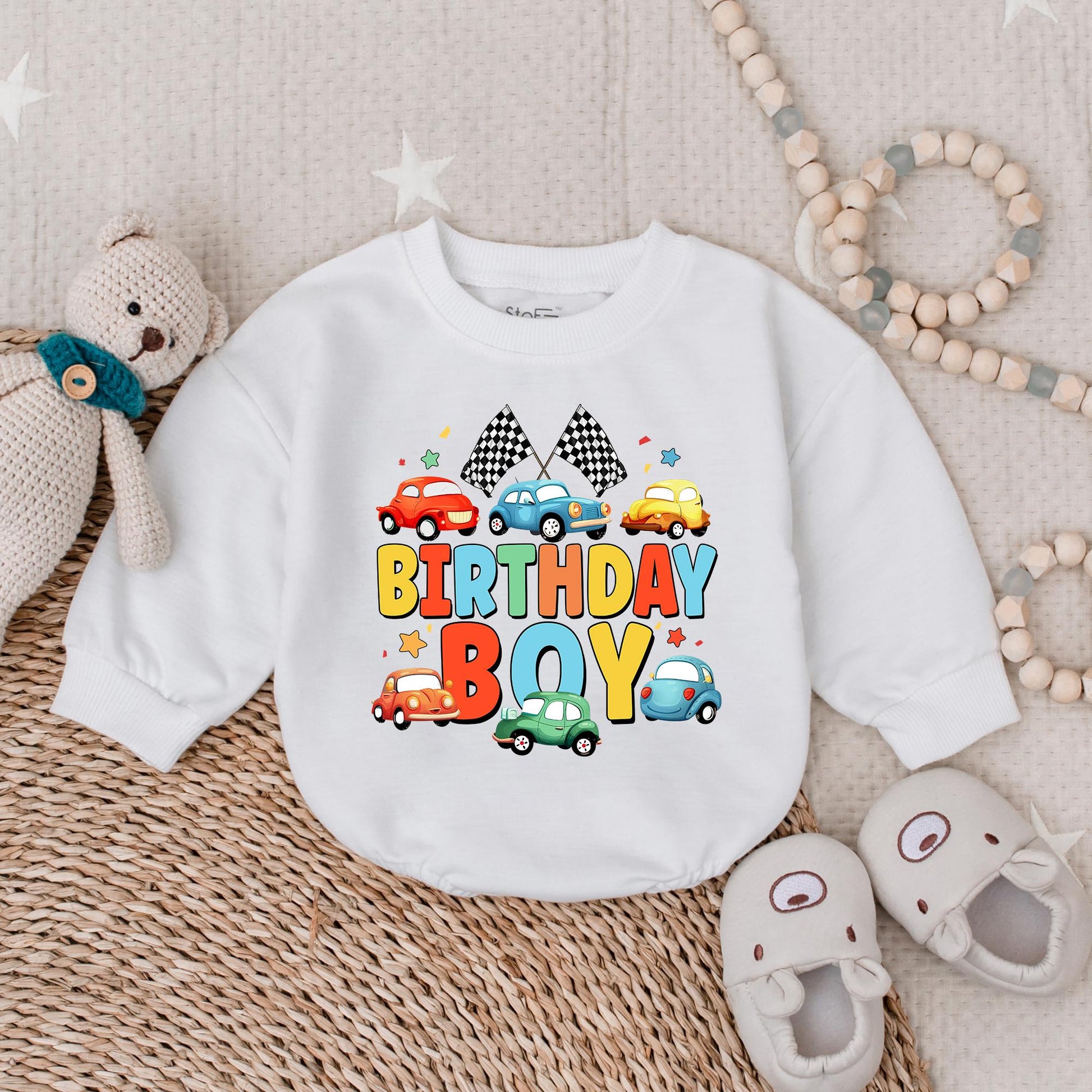 Birthday Boy Cars Bubble Romper, Baby Boy 1st Birthday Outfit, Vehicle Design, Gift for Boy, Birthday Shirt, Soft Cotton