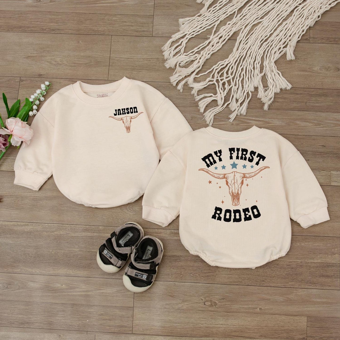 My First Rodeo Baby Bubble Romper Cute Cowboy Birthday Outfit Newborn Western Celebration Gift for Baby Shower