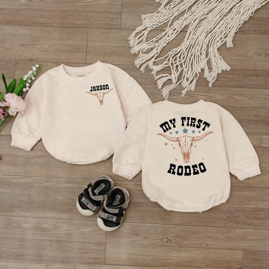 My First Rodeo Baby Bubble Romper Cute Cowboy Birthday Outfit Newborn Western Celebration Gift for Baby Shower