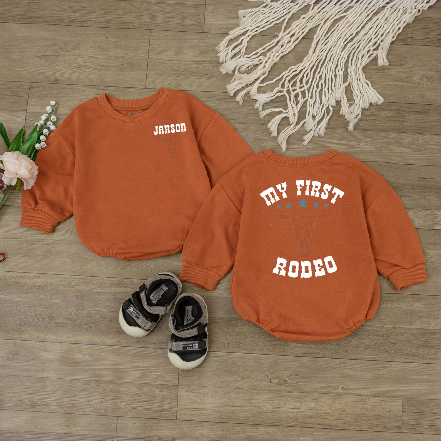 My First Rodeo Baby Bubble Romper Cute Cowboy Birthday Outfit Newborn Western Celebration Gift for Baby Shower