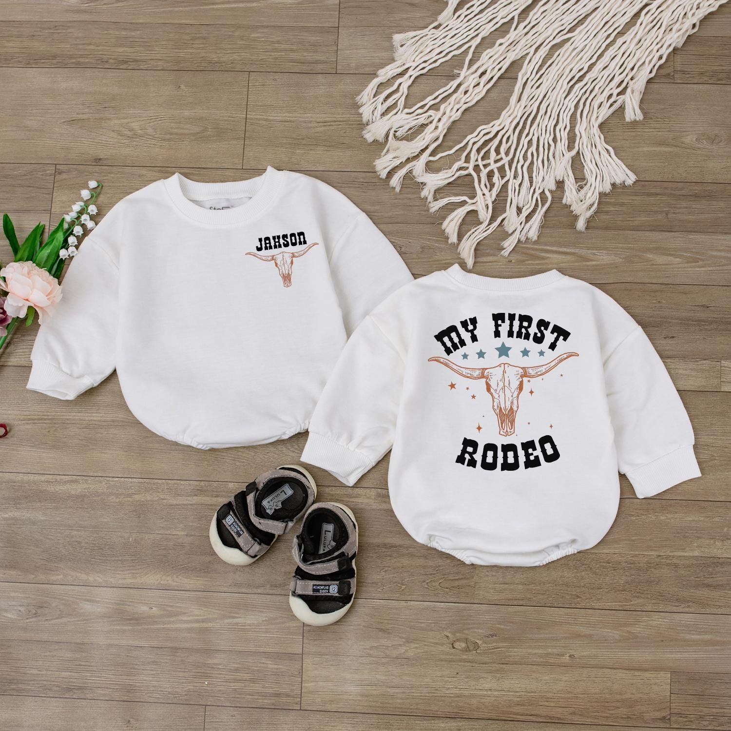 My First Rodeo Baby Bubble Romper Cute Cowboy Birthday Outfit Newborn Western Celebration Gift for Baby Shower