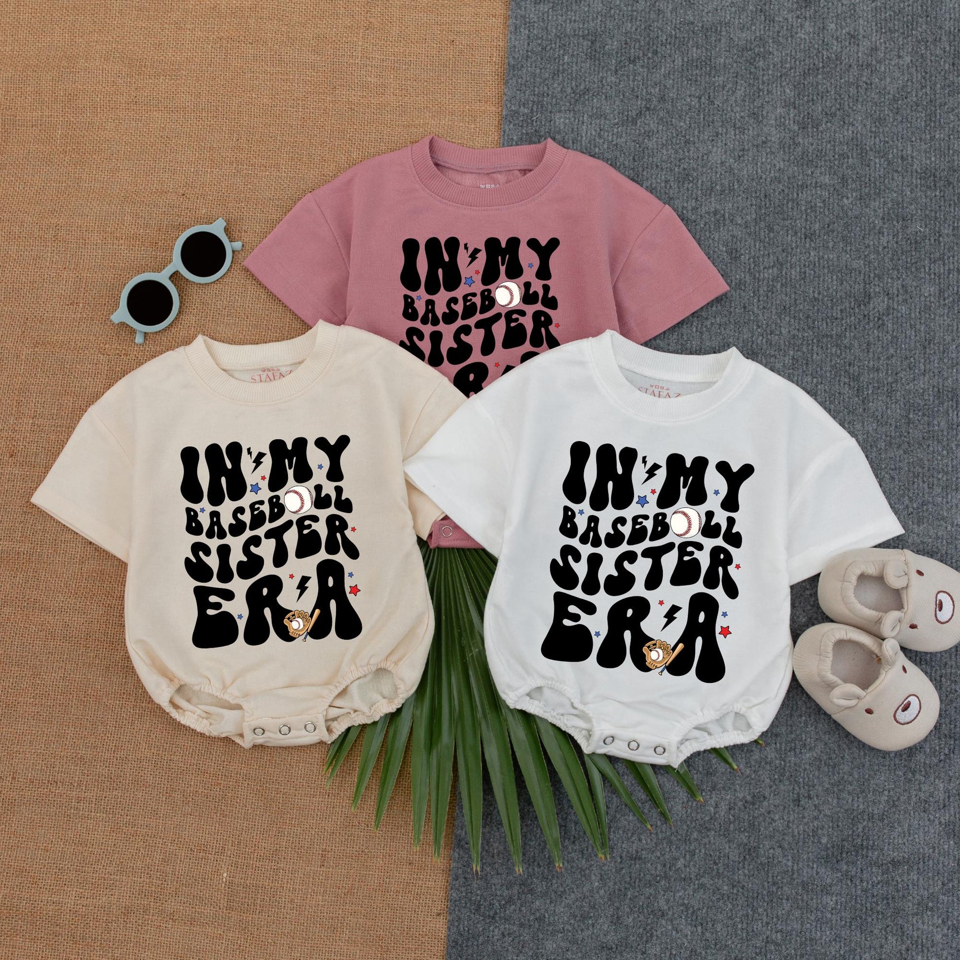 In My Baseball Sister Era Bubble Romper Game Day Outfit for Baby Girls, Soft Comfortable Short Sleeve Infant Baseball Softball Romper Shower Gift