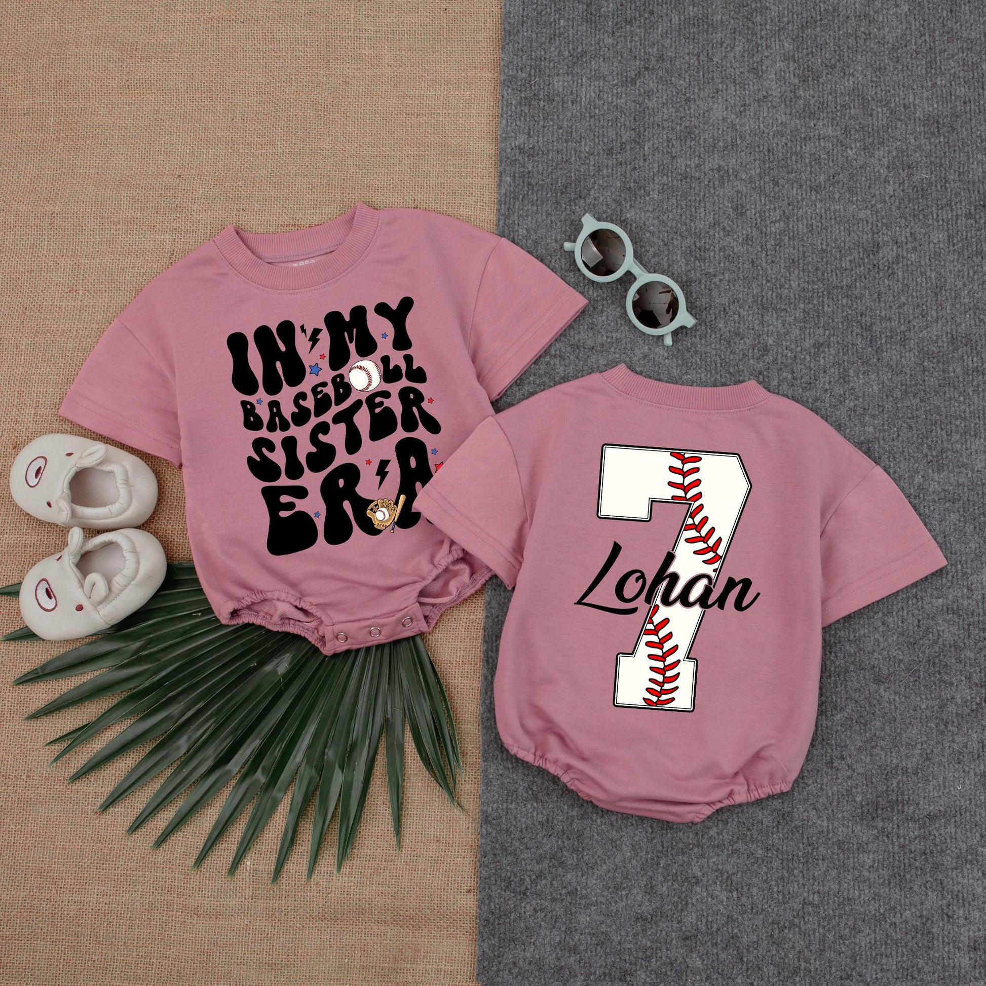In My Baseball Sister Era Bubble Romper Game Day Outfit for Baby Girls, Soft Comfortable Short Sleeve Infant Baseball Softball Romper Shower Gift