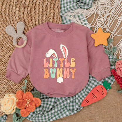Soft Comfortable Adorable Little Bunny Easter Baby Girl Bubble Romper Bodysuit My First Easter Outfit Celebration Day Gift