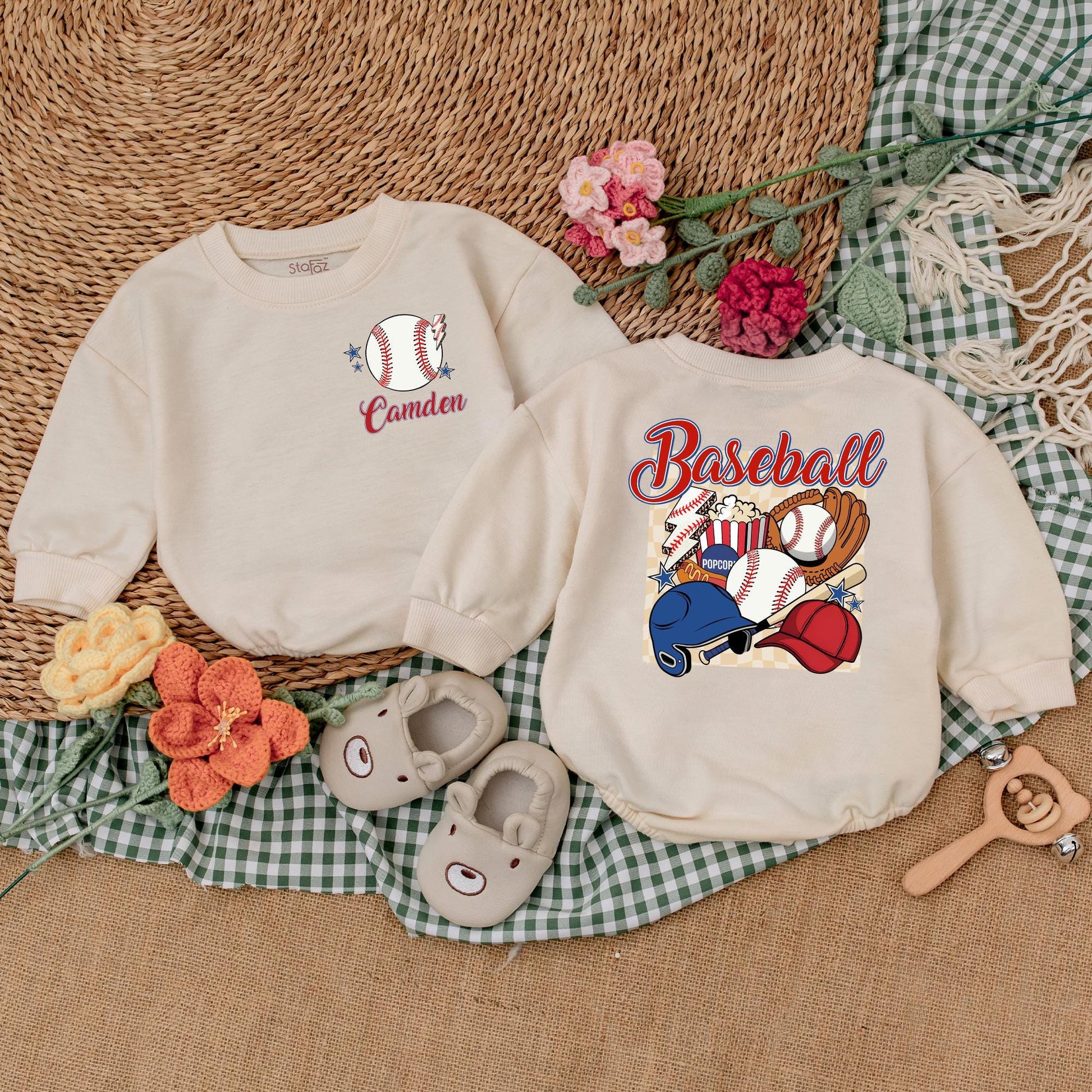 Baseball Game Day Baby Romper: Retro Baseball Bodysuit for Newborns & Baby Boys, Cute Baseball Gift for Game Day Season