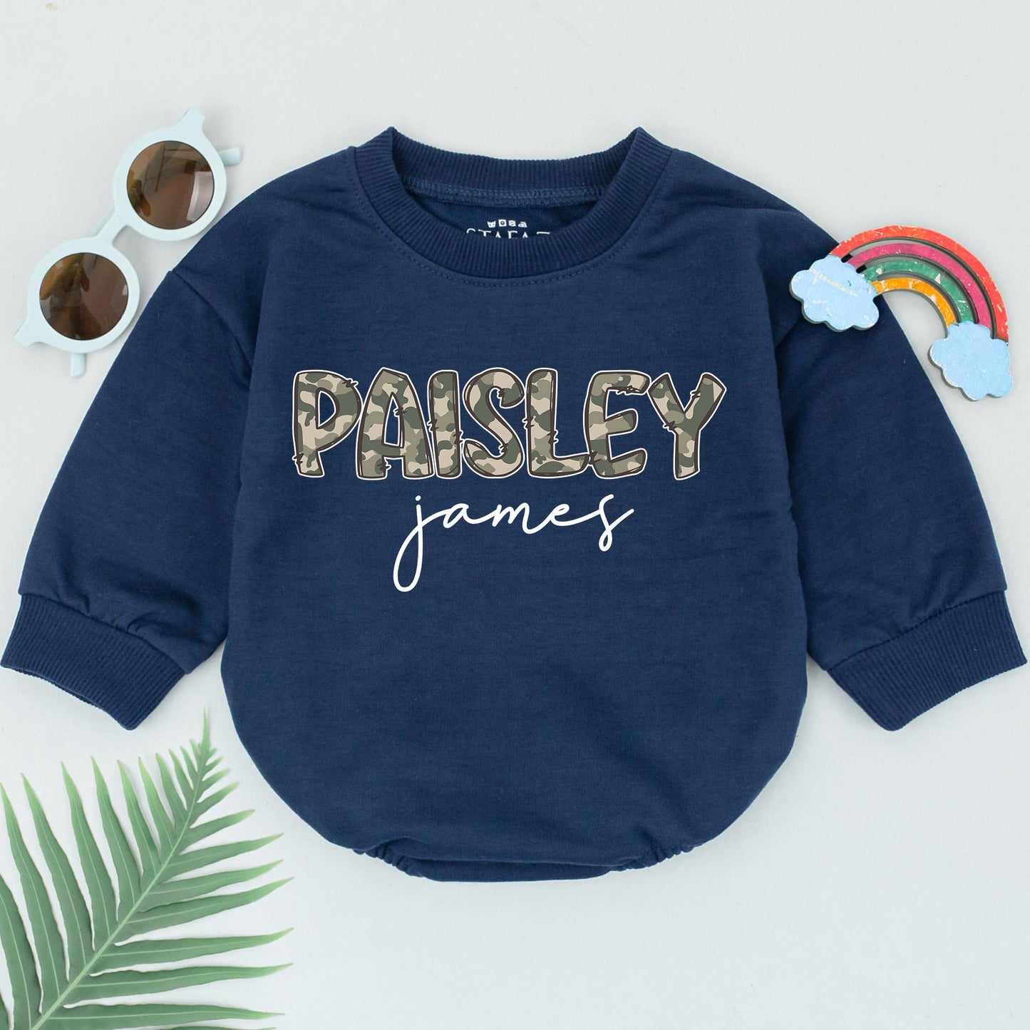 Personalized Duck Camo Name Romper for Baby Boy, Custom Infant Hunting Outfit, Baby Shower Gift, Newborn Boy, Camo Name