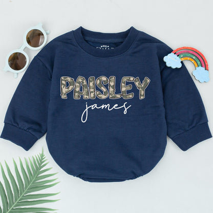 Personalized Duck Camo Name Romper for Baby Boy, Custom Infant Hunting Outfit, Baby Shower Gift, Newborn Boy, Camo Name