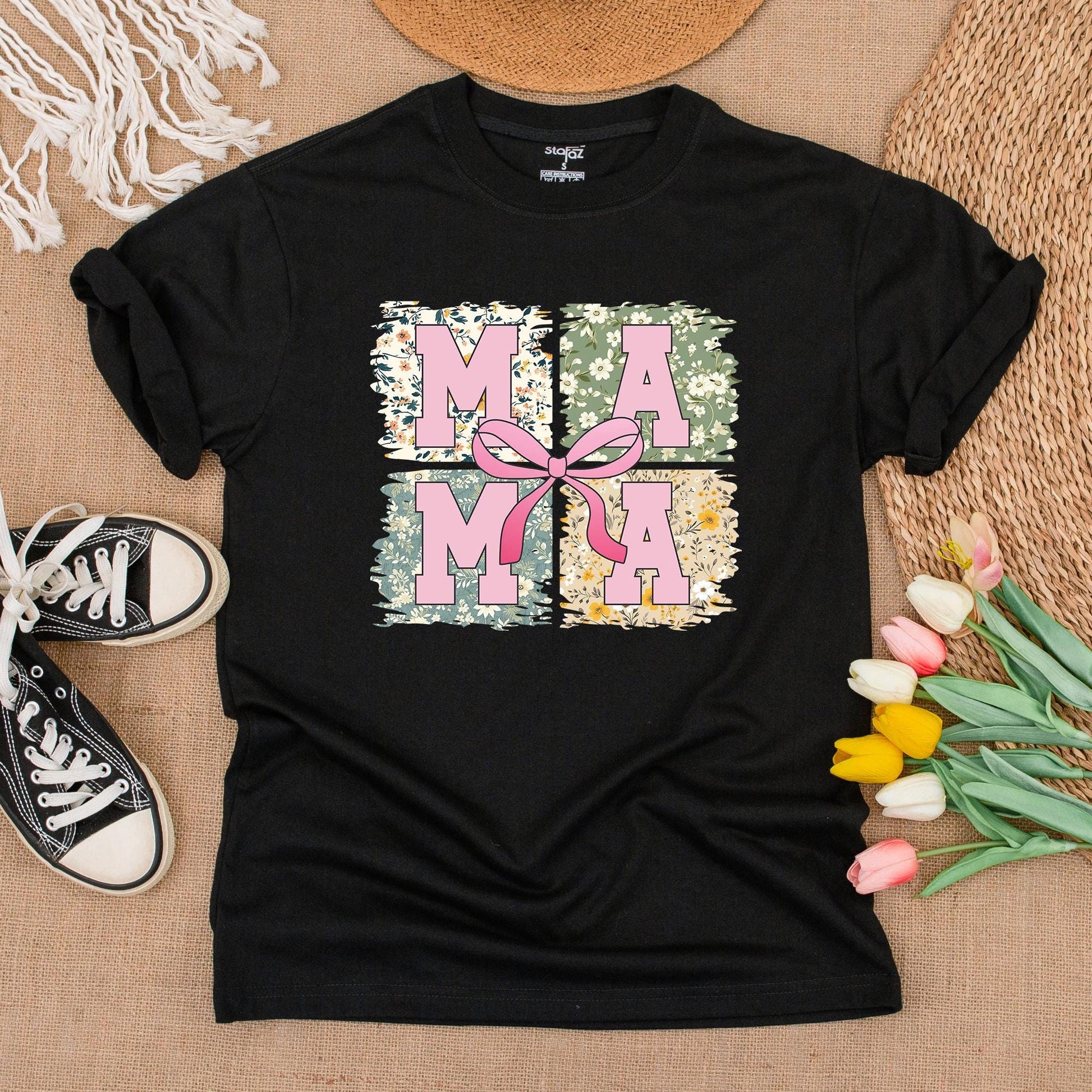 Pink Bow Mama T-shirt - Gift for Mom! Retro Mama Shirt, Mothers Day Gift, Personalized Mama Pink Bow Tee