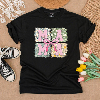 Pink Bow Mama T-shirt - Gift for Mom! Retro Mama Shirt, Mothers Day Gift, Personalized Mama Pink Bow Tee