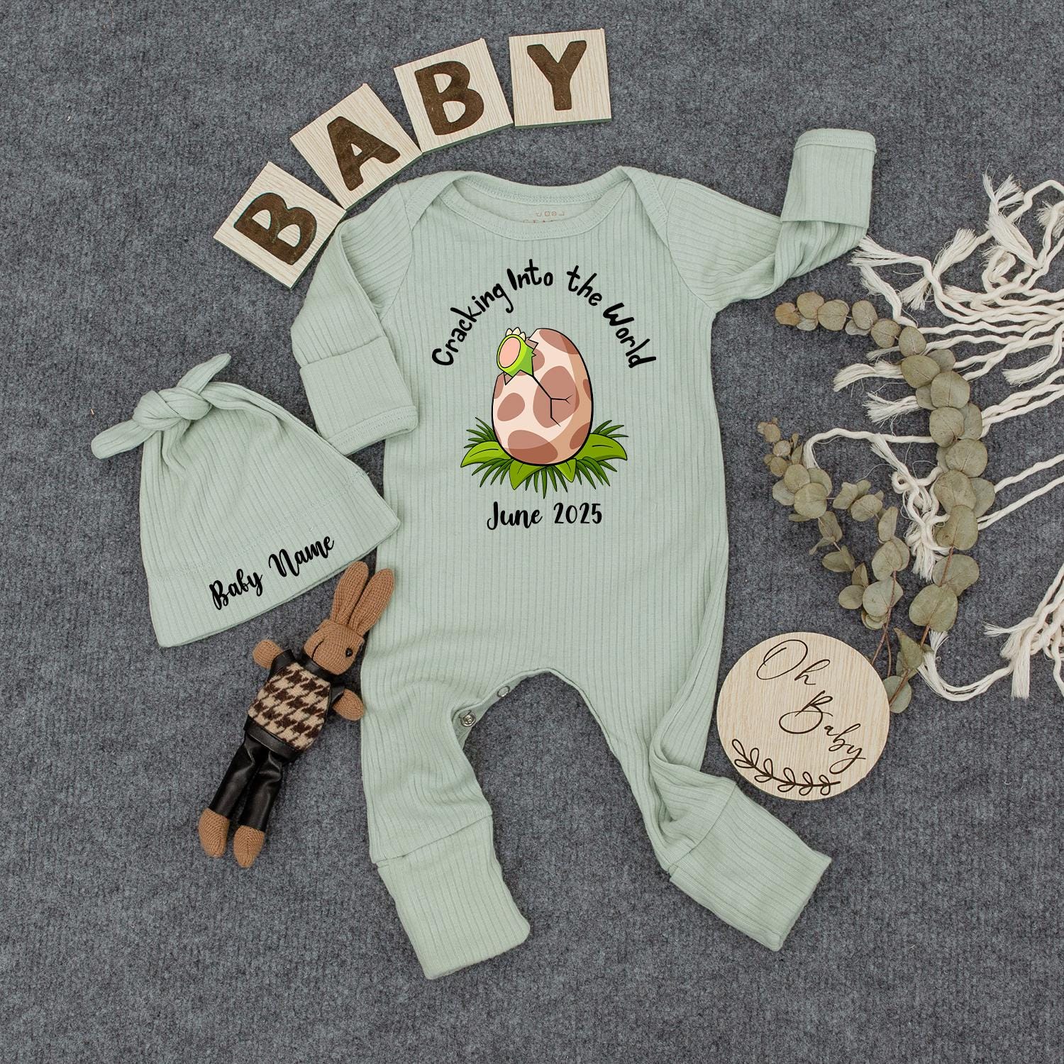 Cracking Into the World Baby Bodysuit Dinosaur Pregnancy Announcement Newborn Romper Gift Hatching Soon Infant Coming Home Outfit