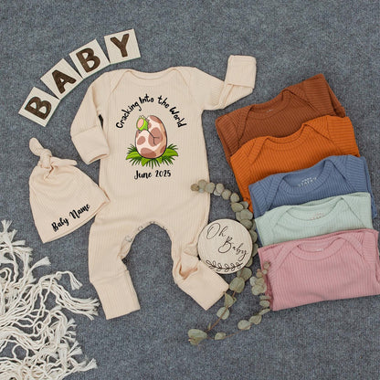 Cracking Into the World Baby Bodysuit Dinosaur Pregnancy Announcement Newborn Romper Gift Hatching Soon Infant Coming Home Outfit
