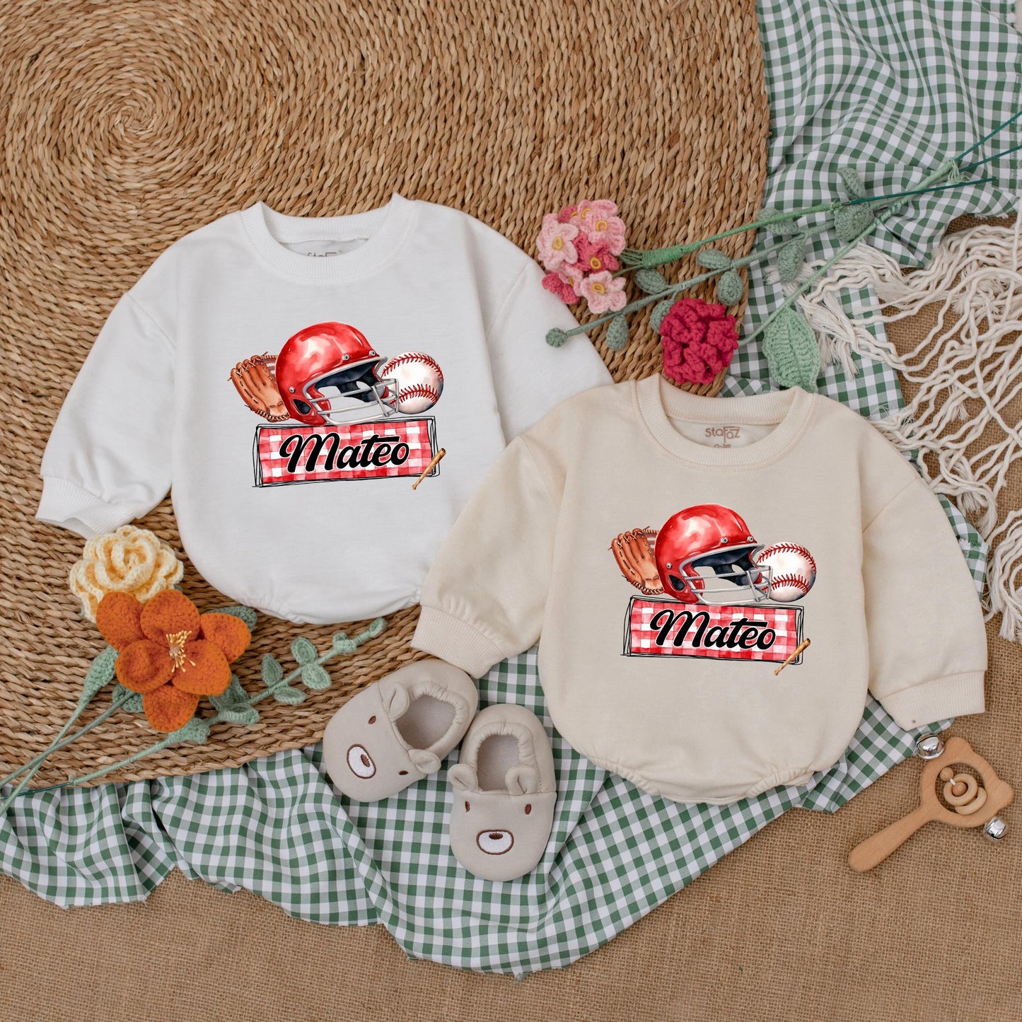 Personalized Baseball Baby Romper Custom Name Game Day Bodysuit for Baby Boy Baseball Shower Gift