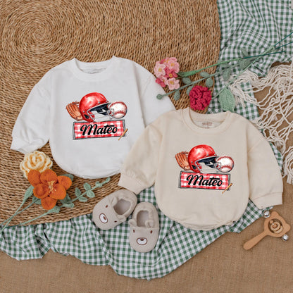 Personalized Baseball Baby Romper Custom Name Game Day Bodysuit for Baby Boy Baseball Shower Gift