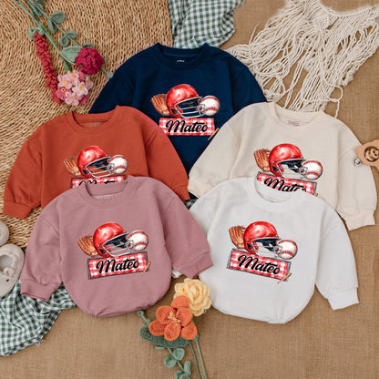 Personalized Baseball Baby Romper Custom Name Game Day Bodysuit for Baby Boy Baseball Shower Gift