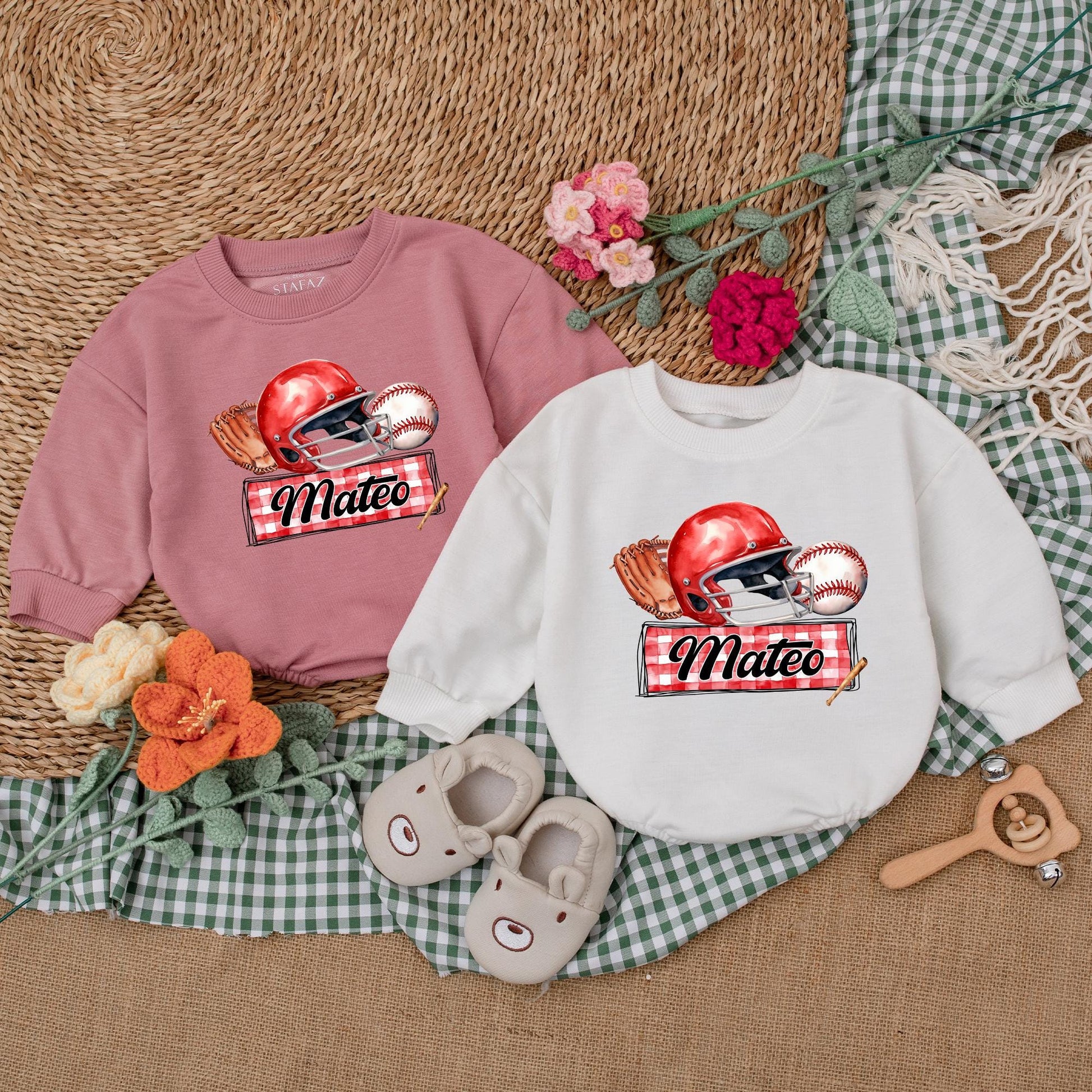 Personalized Baseball Baby Romper Custom Name Game Day Bodysuit for Baby Boy Baseball Shower Gift