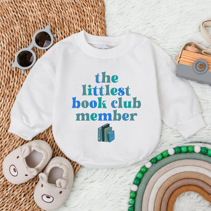 The Littlest Book Club Member Boy Baby Romper Bodysuit Cute Newborn Outfit for Bookworm Babies & Toddlers, Perfect Baby Shower Gift