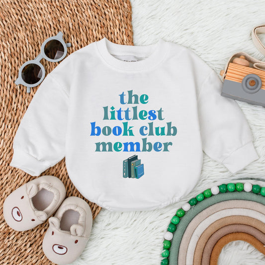 The Littlest Book Club Member Boy Baby Romper Bodysuit Cute Newborn Outfit for Bookworm Babies & Toddlers, Perfect Baby Shower Gift