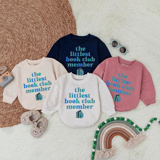 The Littlest Book Club Member Boy Baby Romper Bodysuit Cute Newborn Outfit for Bookworm Babies & Toddlers, Perfect Baby Shower Gift